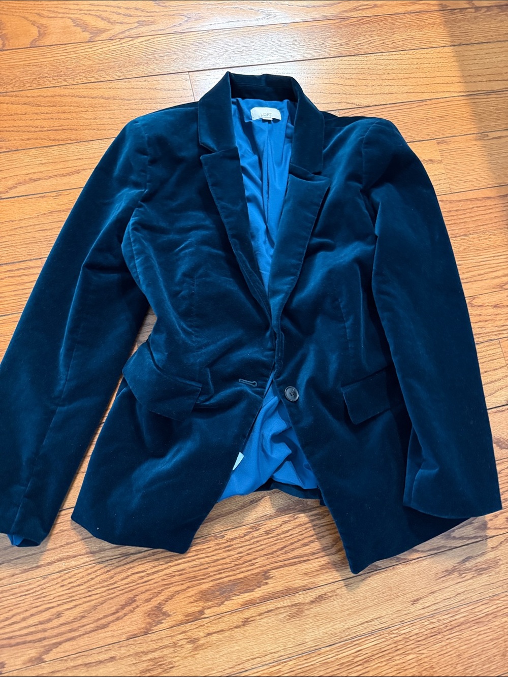 LOFT Teal stretch Velvet Blazer and Pants Suit Set. Size 14